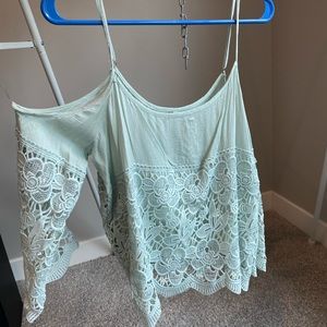 Blue off the shoulder and tank shirt